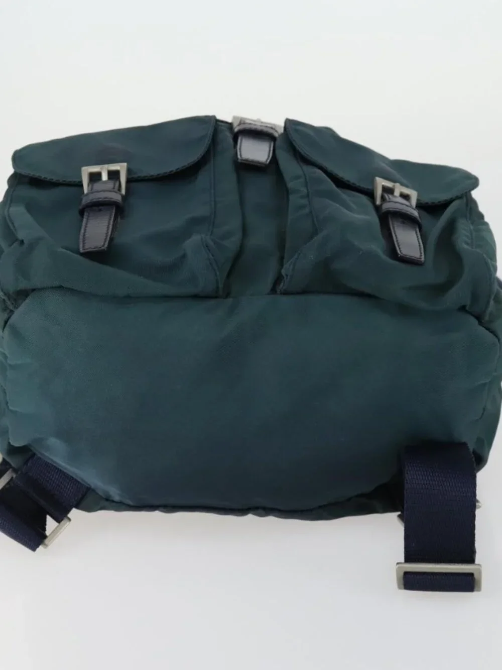 PRADA Backpack Nylon Green Silver Auth 157004